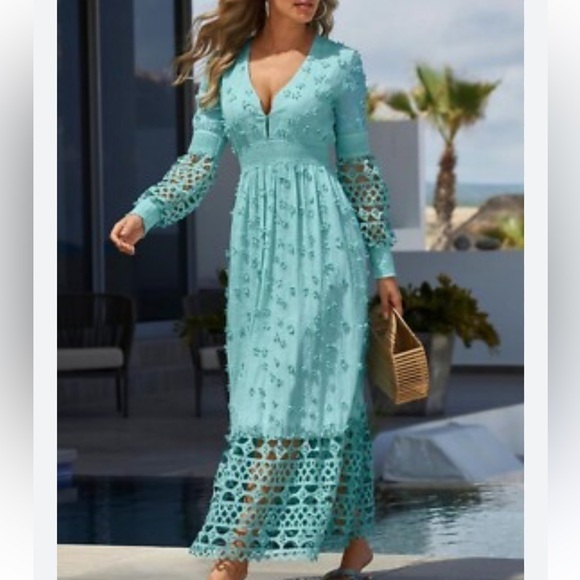 Boston Proper Dresses & Skirts - BOSTON PROPER MIXED MEDIA LACE DRESS NET Sz S